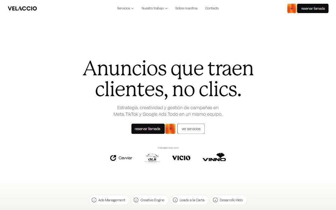 Portada de la web de Velaccio