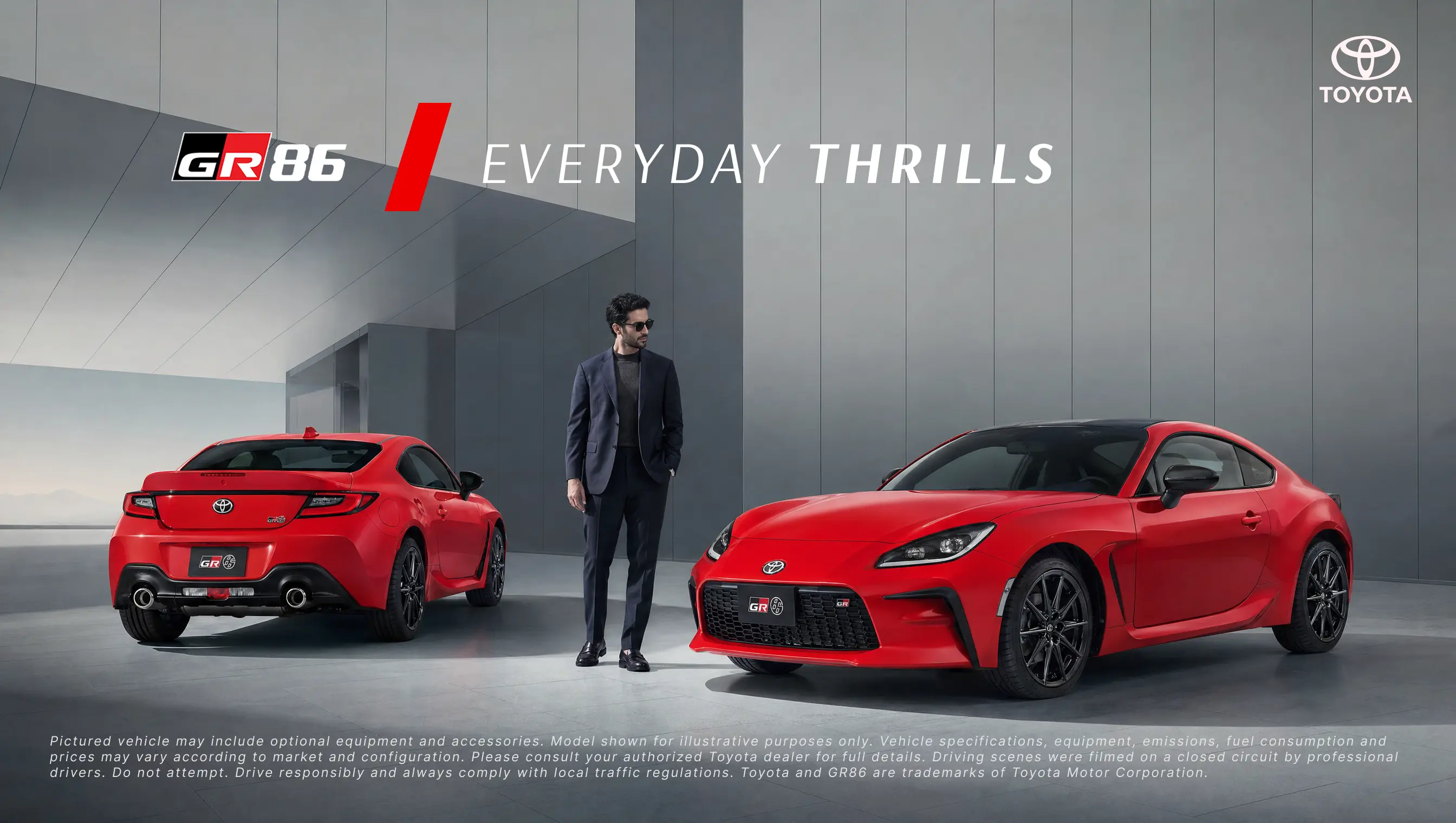 Anuncio estático horizontal del GR86 con la línea Everyday Thrills